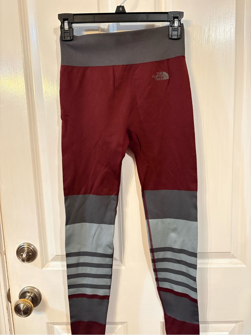 The North Face Maroon and Gray Colorblock Girls Performance Leggings